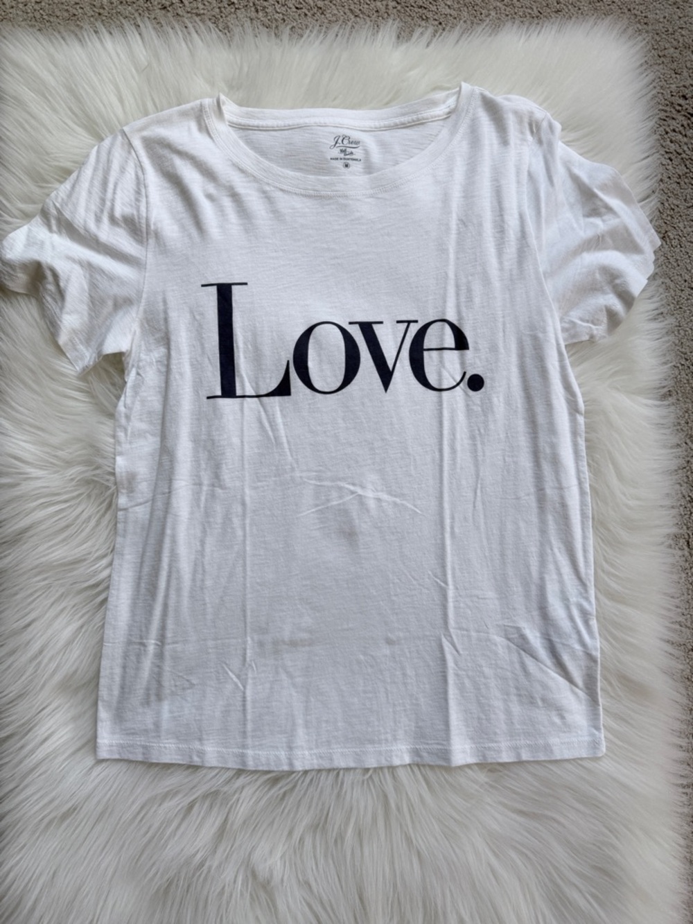 NWT J. Crew White "Love." Tee M